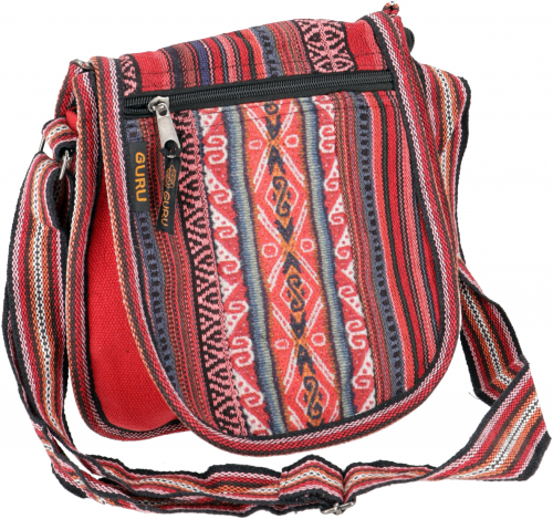 Ethno shoulder bag, boho bag - red - 26x26x7 cm 