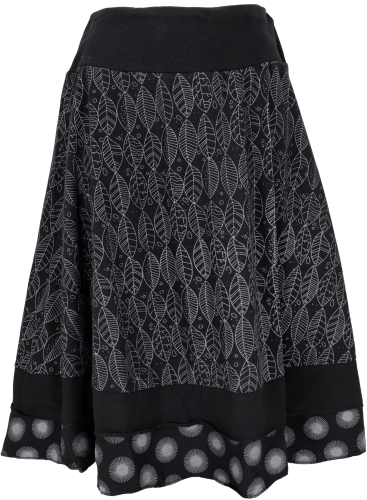 Knee-length swing skirt - black/gray