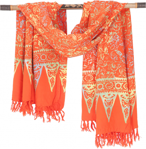 Bali batik sarong, wall hanging, wrap skirt, sarong dress, beach scarf - Design 36/orange - 160x100 cm