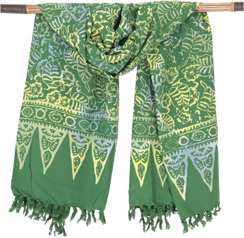 Bali Batik Sarong, Wandbehang, Wickelrock, Sarongkleid, Strand Tuch - Design 39/grün - 160x100 cm