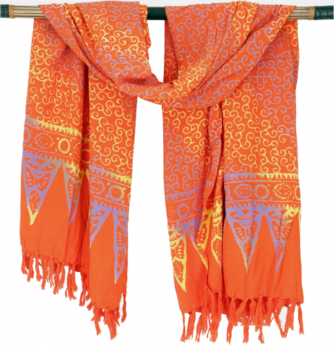 Bali Batik Sarong, Wandbehang, Wickelrock, Sarongkleid, Strand Tuch - Design 40/orange - 160x100 cm