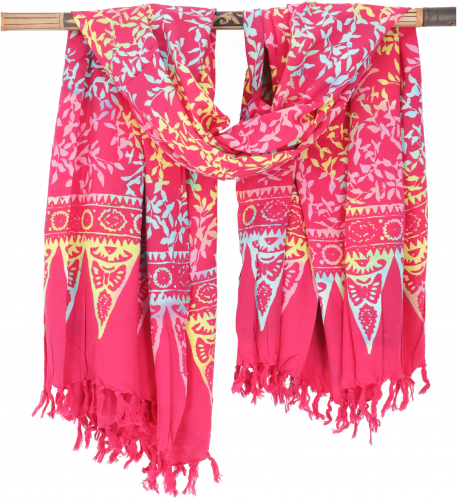 Bali Batik Sarong, Wandbehang, Wickelrock, Sarongkleid, Strand Tuch - Design 41/pink - 160x100 cm