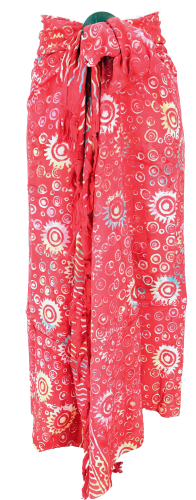 Bali batik sarong dress, wrap skirt, sarong, beach cloth with sarong buckle - design 3/red - 160x100 cm