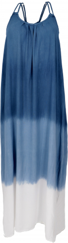 Schmales Batikkleid, Strandkleid, Sommerkleid - blau/wei
