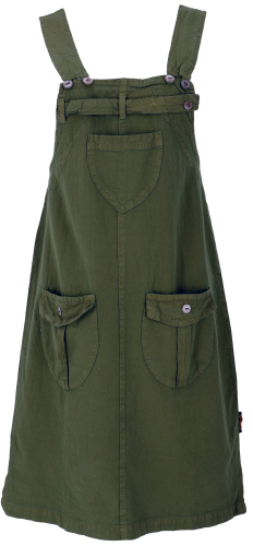 Bib skirt, strap dress, hippie skirt - olive