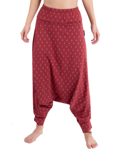 Afghani pants made of organic cotton, organic harem pants, harem pants, yoga pants, aladdin pants - bordeaux red