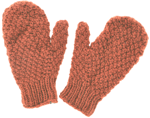 Hand knitted mittens, wool gloves, mittens, mitts - rust red