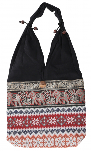 Sadhu Bag, Ethno Schulterbeutel, Hippie Tasche aus Thailand - bordeauxrot - 30x30x10 cm 