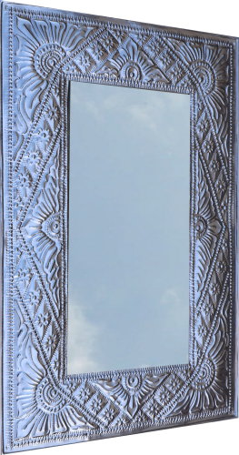 Mirror with hand-embossed aluminum frame - Model 3 silver - 71x48x1 cm 