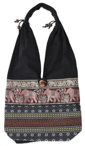Sadhu bag, ethno shoulder bag, hippie bag from Thailand - black - 30x30x10 cm 