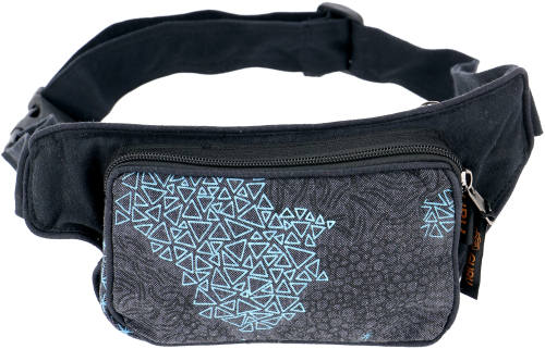 Fabric sidebag belt bag, Goa belt bag - black/dove blue - 12x18x8 cm 