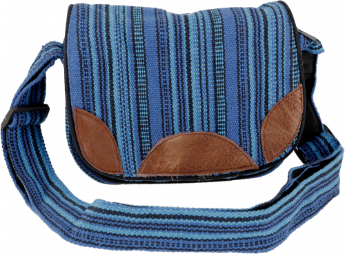 Woven ethno shoulder bag, small nepal bag - blue - 20x23x6 cm 
