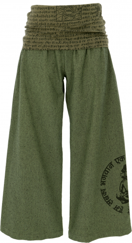 Wide Marlene pants, Buddha wellness pants, yoga pants, boho pants with wide waistband - olive