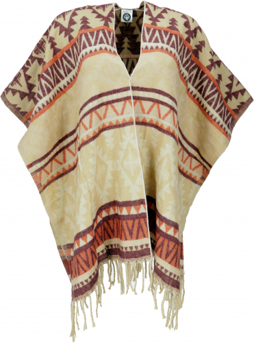 Inka poncho scarf, poncho, cape scarf - brown/beige