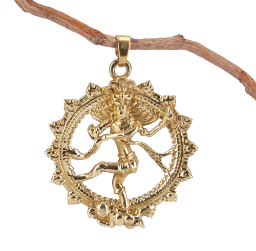 Amulett mit Kette `tanzender Shiva im Feuerkranz` - gold/2 - 4x3,5 cm 3,5 cm