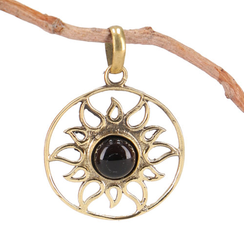 Boho amulet, sun amulet, tribal pendant with sun - onyx/gold - 4x3 cm 3 cm