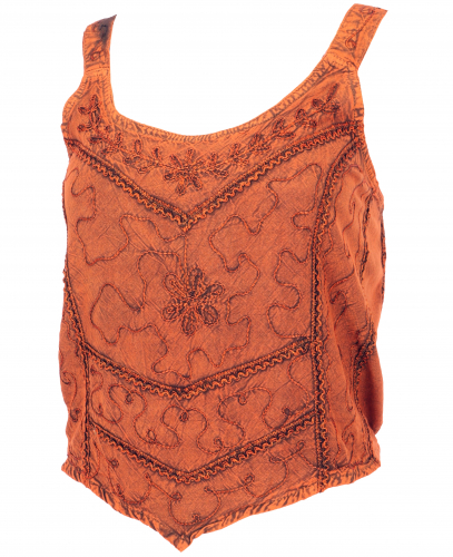 Embroidered top boho chic, hippie top - rust orange
