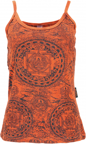 Yoga top Mandala, Boho stonewashTop, Goastyle summer top - rust orange