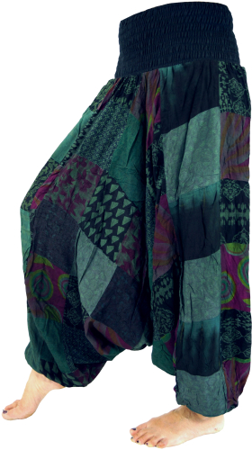 Summer aladdin pants patchwork harem pants, hippie pants - green