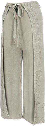 Palazzo pants, long boho culottes, wrap pants, summer pants beige - model 7