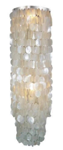 Deckenlampe / Deckenleuchte, Muschelleuchte aus hunderten Capiz, Perlmutt Plttchen - Modell Samoa XL chrome - 200x40x40 cm 