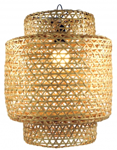Deckenlampe / Deckenleuchte, in Bali handgemacht aus Naturmaterial, Bambus - Modell Royan - 44x36x36 cm 