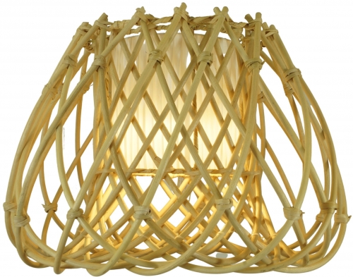 Deckenlampe / Deckenleuchte, in Bali handgemacht aus Naturmaterial, Rattan, Baumwolle - Modell Cuba - 40x50x50 cm 