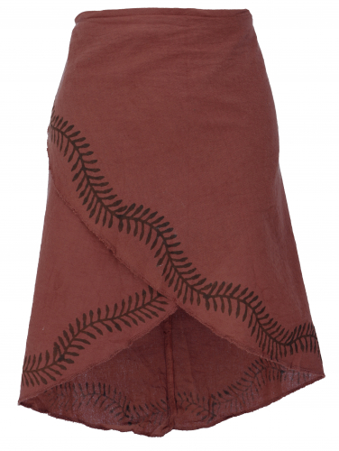 Psytrance Goa Pixi mini skirt, printed ethno wrap skirt - rust