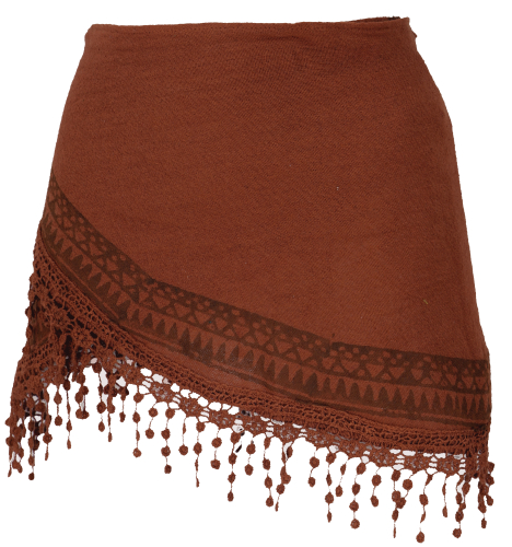Extravagant cacheur, super short printed mini skirt, boho wrap skirt - rust