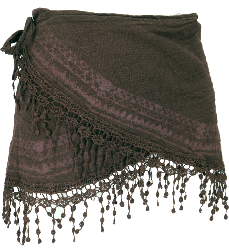 Extravagant cacheur, super short printed mini skirt, boho wrap skirt - brown