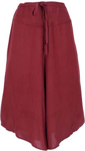 Palazzo pants, 7/8 culottes, boho flared pants, summer pants - bordeaux red