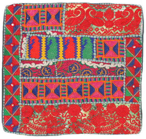 Patchwork Kissenhlle, Dekokissen Bezug aus Rajasthan, Einzelstck - Muster 53 - 42x42 cm