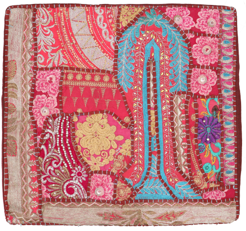 Patchwork Kissenhlle, Dekokissen Bezug aus Rajasthan, Einzelstck - Muster 54 - 40x40 cm