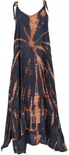 Boho batik dress, beach dress, oversized summer dress - dark blue/brown