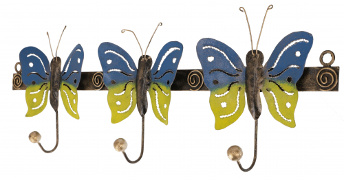 Hook rail with figures, ethnic coat hooks, metal coat hooks - butterfly - 16x45x4 cm 