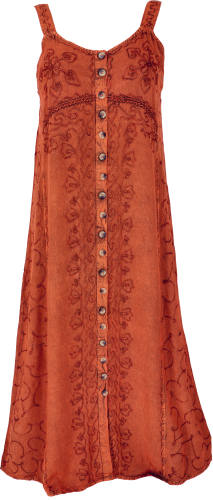 Besticktes Boho Sommerkleid, indisches Hippie Trgerkleid - rostrot/Design 20