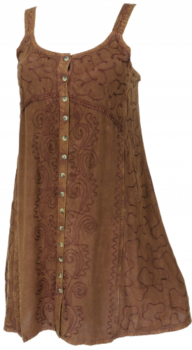 Embroidered Indian dress, boho mini dress - brown/design 23