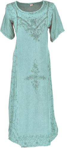 Besticktes Boho Sommerkleid, indisches Hippie Kleid - mint/Design 11