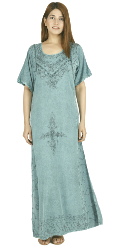Besticktes Boho Sommerkleid, indisches Hippie Kleid - aqua/Design 11