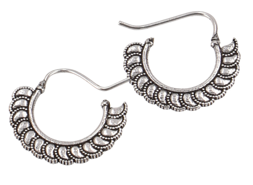 Silver tribal earrings, brass ethnic earrings - silver - 2,5x2,5 cm