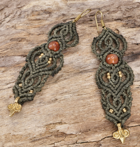 Macram earrings, festival jewelry - model 2 - 8x3 cm