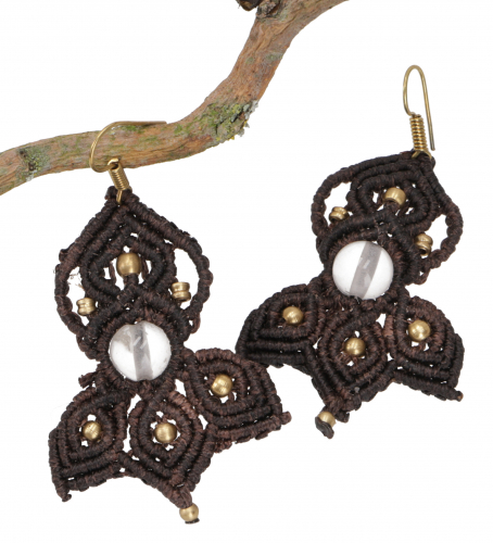 Macram earrings, festival jewelry - model 8 - 5x3,5 cm