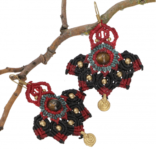 Macram earrings, festival jewelry - model 28 - 5 cm 7 cm