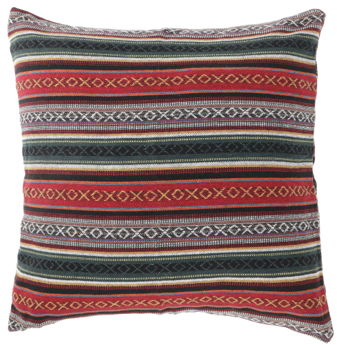 Boho style cushion cover, woven ethno cushion cover - red/green - 50x50x0,5 cm 