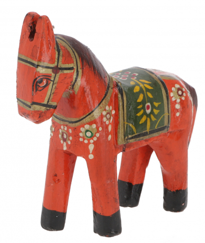Decorative horse, painted in antique look, wooden horse - orange - 10x12x4 cm 