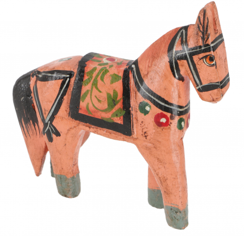 Deko Pferd, im Antik- look bemalt, Holzpferdchen - lachs - 10x12x4 cm 