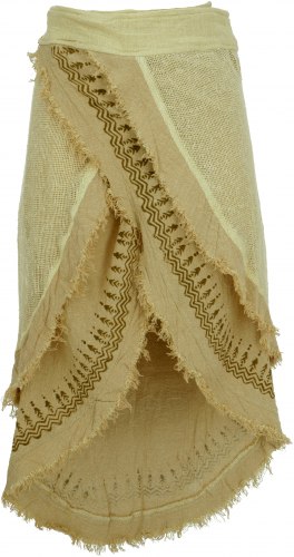 Goa wrap skirt, tribal layered look skirt, boho skirt - beige