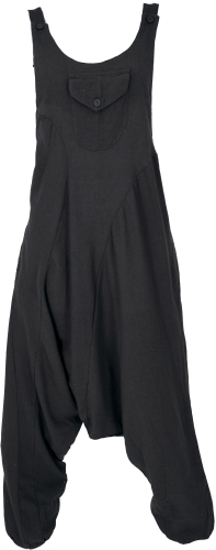 Natrliche Boho Latzhose, Overall, luftiger Jumpsuit - black