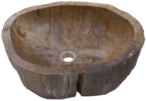 Solid fossil wood countertop washbasin, wash bowl, natural stone washbasin - Model 26 - 15x50x40 cm 