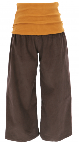 Wide corduroy Marlene pants, wellness pants, yoga pants, boho pants with wide waistband - brown